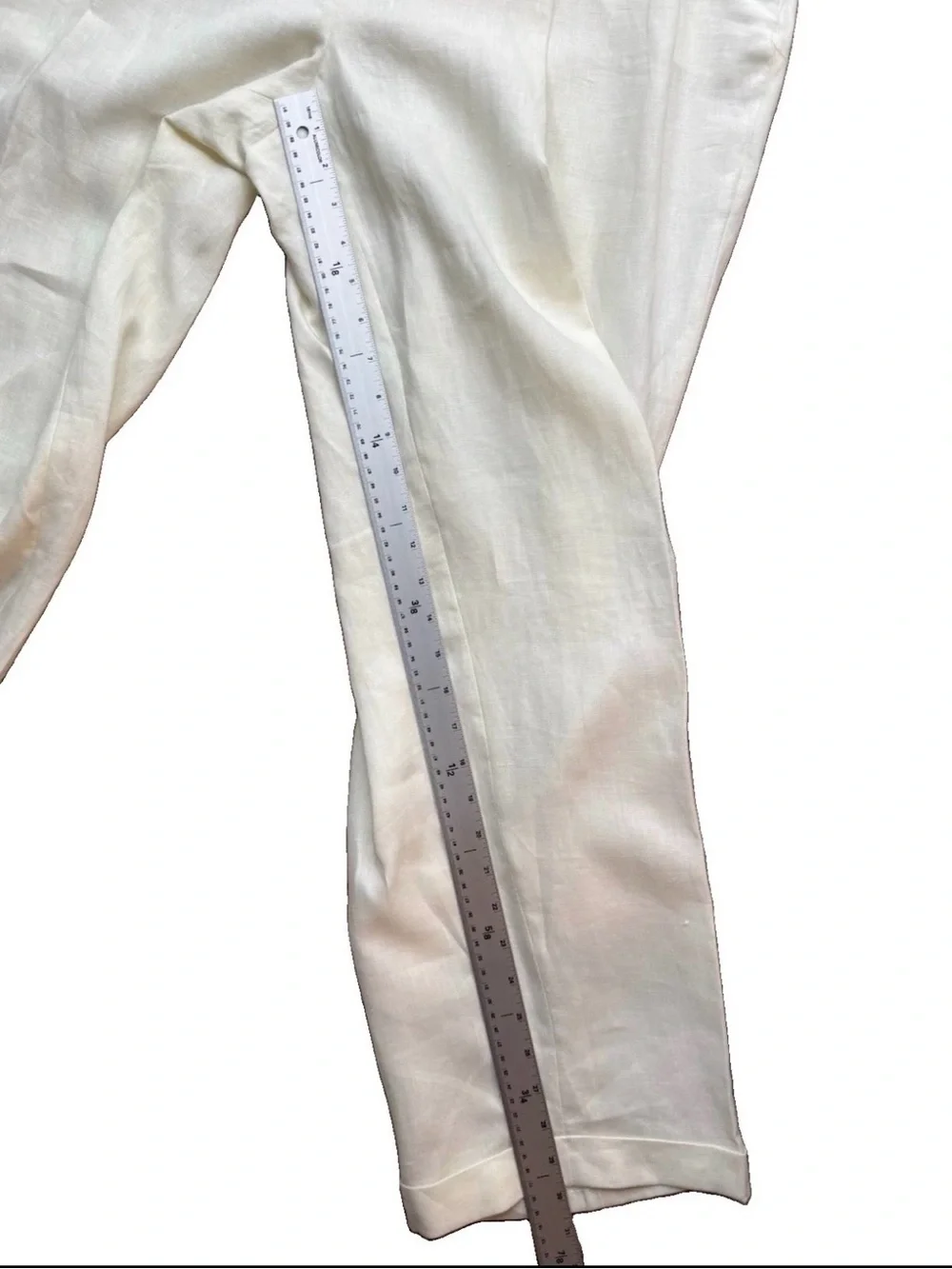 Men's Cream 100% Linen Pleated Dress Pants 42x30